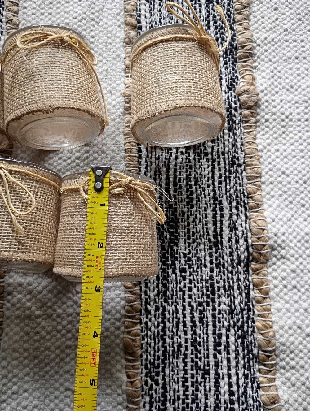 Set of Burlap-Wrapped Glass Votive Holders - Natural Set Of 5 - Picture 5 of 7